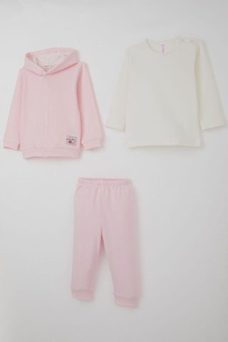 Breeze Kız Bebek Bodyli 3 Lü Takım Sevimli Minik Tavşancık Armalı Çıtçıtlı 4 Ay-1 Yaş, Pembe Pembe