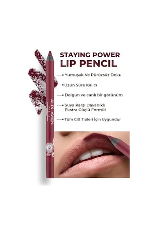 Alix Avien Suya Dayanıklı Uzun Süre Kalıcı Yumuşak Dudak Kalemi Staying Power Lip Pencil 58 Cherry