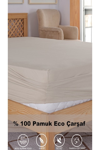 Penye Lastikli Çarşaf, 100 200 Tek Kişilik %100 Pamuk Örme Kumaş, 145 Gr/m² Sütlü Kahve
