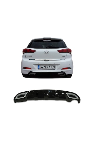 Hyundai İ20 (2014-2018) Egzoz Görünümlü Arka Tampon Eki - Difüzör