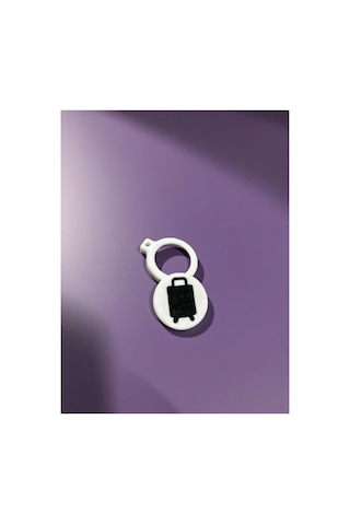Mini Emoji Airtag Kılıfı - Gizli Takip Tutucu Anahtarlık 3d Baskılı, Beyaz/siyah Şık - Valiz