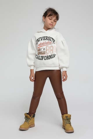 Escabel Kız Çocuk Balon Kol Kapşonlu Sweatshirt - Beyaz