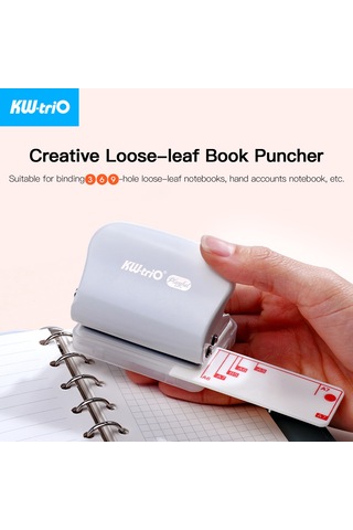 Aubyhe Kw-trio 3 Delikli El Matkapı, 6mm Çap, Metal+abs, 5 Kağıt Kapasitesi, Patenti Var Ölçü Çubuğu, Mavi, Çizelge/defter İçin Mavi