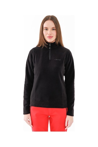 2as Camila Kadın Yarım Fermuarlı İnce Polar Sweatshirt Siyah Siyah
