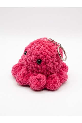 El Örgüsü Amigurumi Ahtapot Anahtarlık - Yumuşak Peluş Tasarım - Pembe Açık Pembe