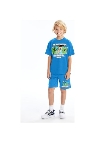 Erkek Çocuk Minecraft Şortlu Takım Mavi