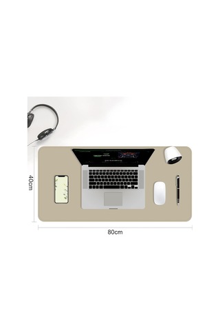Lexroo Çift Renk Dikişli Pu Deri Masa Matı 80x40 Cm Mousepad, Su Geçirmez Masa Sümeni Standart