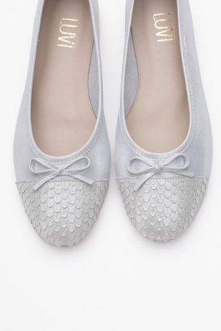 Luvishoes Luvi Shoes 02 Beyaz Simli Hakiki Deri Kadın Babet Ayakkabı Beyaz
