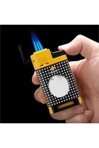 Cohiba Ccm0650 3 Jet Torch Kesicili Puro Çakmağı Sarı