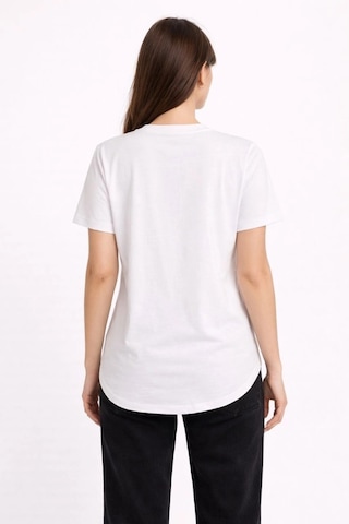 Wear Vexel Kadın Basic T-shirt Kısa Kol Bisiklet Yaka Oval Kesim Tişört - Beyaz Beyaz