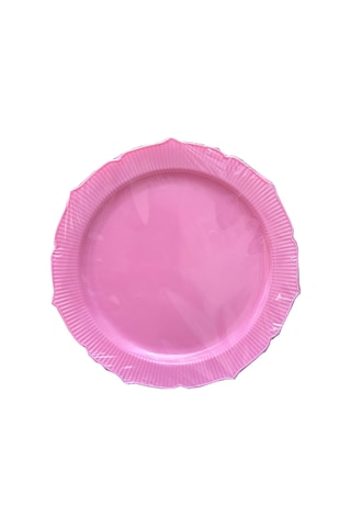 Omeyva Davet Parti Sunum Doğum Günü Pembe Renkli Sert Plastik Mika Tabak -26 Cm - 6 Adetlik 3 Paket