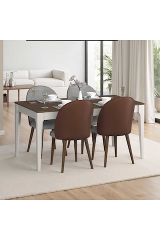 Milano Açılır Yemek Masası - Vizon/zebra 160-200x78x90 Cm