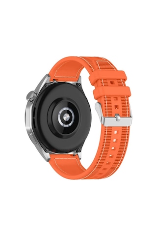 Adige Amazfit Pace 46mm İle Uyumlu Kordon Kayış Dikiş Desenli Silikon Krd102 Lms 22/dds Turuncu