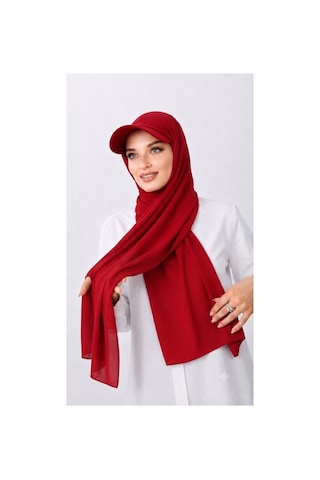 Aldaıyr Şapkalı Boneli Hazır Şal Hijab Sandy Kırmızı 91111595