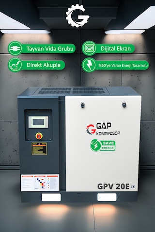 Gap Kompresör İnvertörlü Vidalı Hava Kompresörü 20 HP Tek Makine GPV20e
