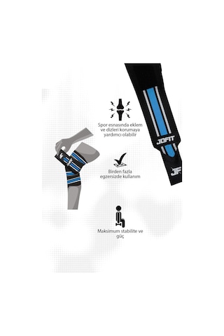 Jofit Knee Wraps / Diz Bandajı - 2'li Paket - Siyah-mavi Siyah - Mavi