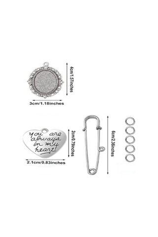 Padalink Evlilik Fotoğrafı Hatırlama Broşu - Gelin Gelin Damat Akraba İçin 2 Adet Alüminyum Portre Çerçevesi Pendan Gümüş