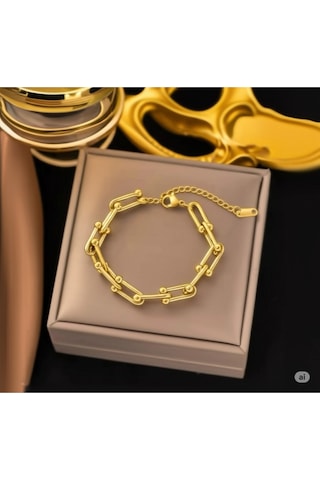Sevgililer Ve Özel Günler Çelik Gold Bileklik Çok Renkli