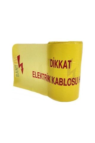 Dikkat Elektrik Kablosu Hattı İkaz Şeridi 20cmx250m İkaz Bandı