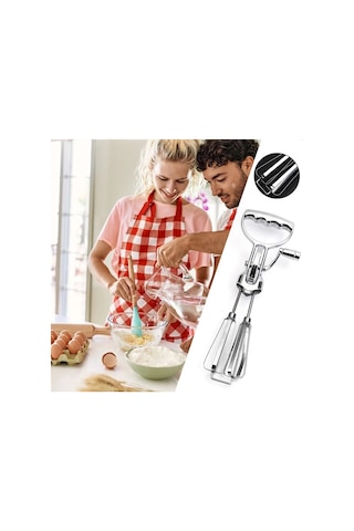 Jialan Paslanmaz Çelik Çift Kafa Yumurta Çırpıcılar Ergonomik El Gümüş