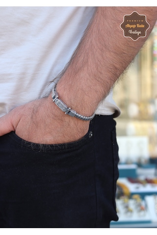 Hasır Örgü Model 925 Ayar Saf Gümüş Erkek Bileklik 201024706 Gümüş