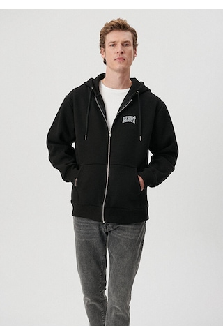 Mavi - Mavi Logo Baskılı Fermuarlı Siyah Sweatshirt 0611715-900 Siyah