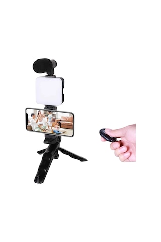 Led Işıklı Kumandalı Mikrofon Telefon Vlog Video Kayıt Yi Il