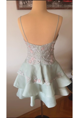 Chica Rosa Fashion Su Yeşili Kristal Taşlı Prenses Elbise - Sage Dream