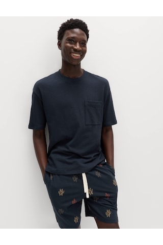 Marks & Spencer Desenli Pijama Takımı T07005234 Lacivert