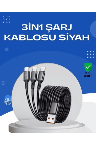 Evrensel 3 Başlıklı Şarj Kablosu İphone Huawei Samsung İçin