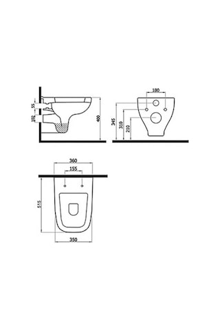 Newarc - Energy Rimless Asma Klozet Kapak Dahil - 2823+7804 Beyaz