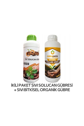 1 L Organik Sıvı Solucan Gübresi + 1 L Organik Sıvı Bitkisel Menşeli Gübre