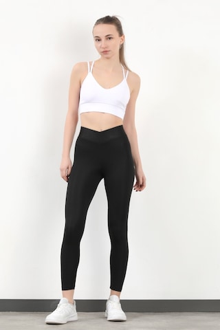 Giysa Kadın Bel Çapraz Lastikli Slim Fit Tayt Siyah - 4019 Siyah