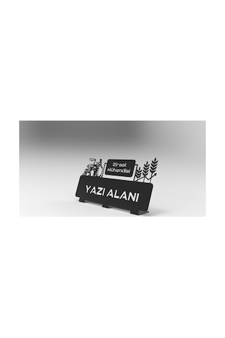 Kişiye Özel Hediyelik Ziraat Tarım Mühendisi Teknikeri Tasarımlı Metal Masaüstü İsimlik Siyah