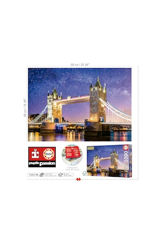 Educa 1000 Parça Londra Kule Köprüsü Karanlıkta Parlayan Puzzle - 19930 - Tower Bridge, London Neon