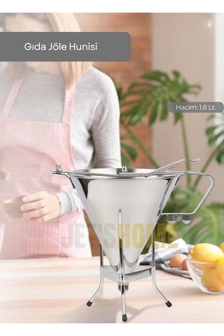 Gıda Jöle Hunisi Paslanmaz Hamur Dağıtıcı Büyük Boy Standlı Krep Ve Tatlı Porsiyonlayıcı Çelik 1.8 Lt.