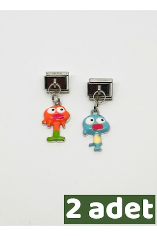 Gumball Ve Darwin İtalyan Bileklik Charmı Seti 2 Adet Çok Renkli