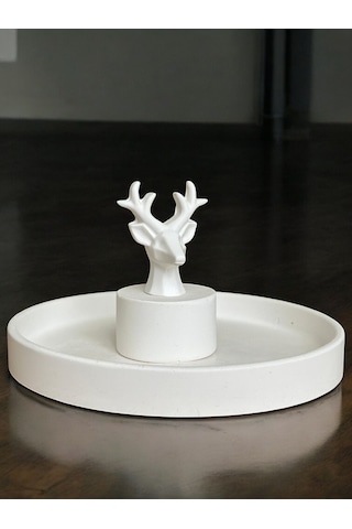 Geyik Heykeli İle Dekoratif Sunumluk, El Yapımı, Hediyelik, Ev Dekoru