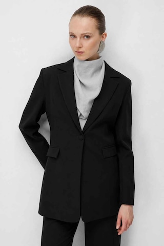 Mizalle Basic Tek Düğmeli Siyah Ceket