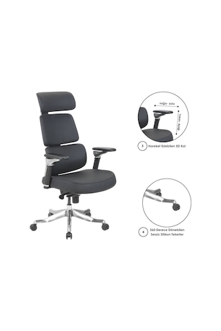 Casella Zopo Döşemeli Yönetici Koltuğu Ofi S Koltuğu Ergonomik, Şık Ve Fonksiyonel Siyah - Suni Deri