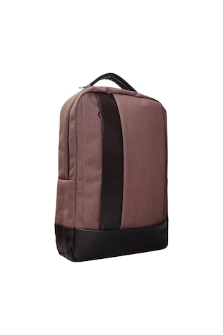 15.6 Inç Kanvas Kumaş Laptop Bölmeli Evrak Sırt Çantası Kahverengi