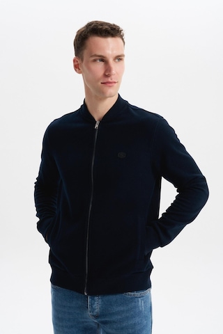 AR-MA Arma Erkek Slim Fit Selanik Kumaş Tam Fermuar Fleto Cepli Kapüşonsuz Kolej Yaka Sweatshirt K30324698302 Lacivert