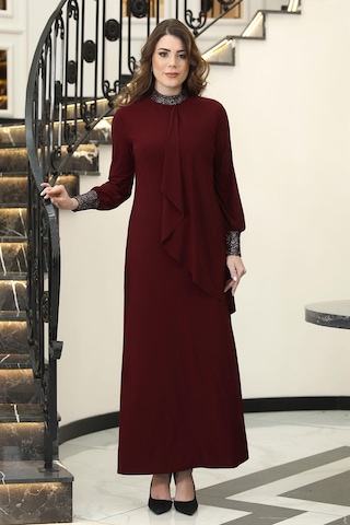 Efsane Tesettür Elbise Bordo Bordo