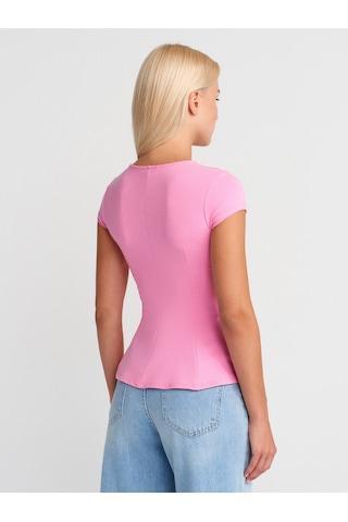 Dilvin 31992 Peplum T-shirt-pembe Pembe