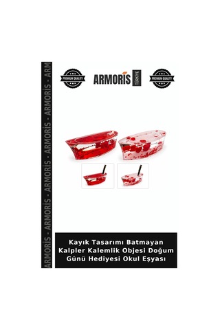 Kayık Tasarımı Batmayan Kalpler Kalemlik Objesi Doğum Günü Hediyesi Okul Eşyası Çok Renkli