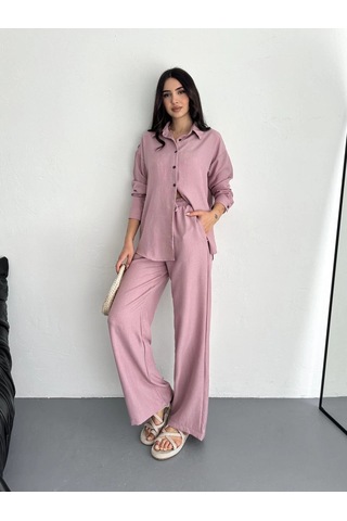 Gömlek Pantolon İkili Takım - Toz Pembe Çok Renkli