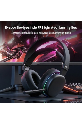 Aula G7 Tri Mode Bluetooth 5.4 Gaming Mikrofonlu Kulak Üstü Oyuncu Kulaklığı
