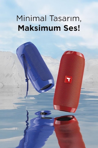 Torima D47 Kırmızı Bluetooth Hoparlör Kablosuz Taşınabilir Ses Bombası Tws, Usb, Tf Kart, 1200 Mah