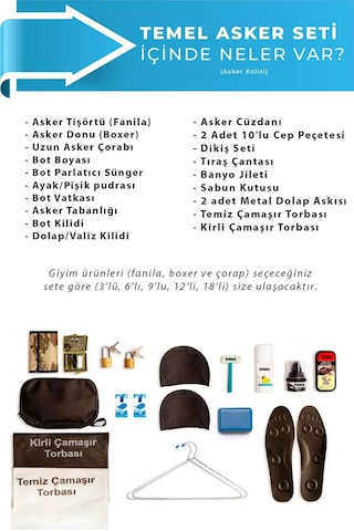 24 Lü Denizci Temel Bedelli Askerlik Seti - Asker Malzemesi Beyaz