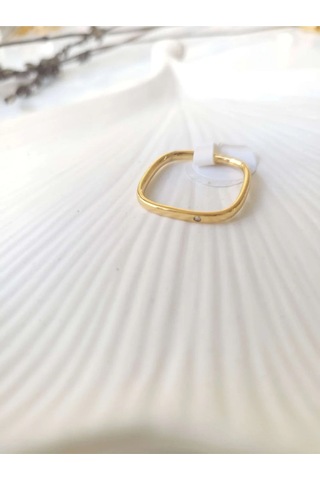 Çelik Gold Zarif İnce Yüzük Sevgiliye Hediye Altın